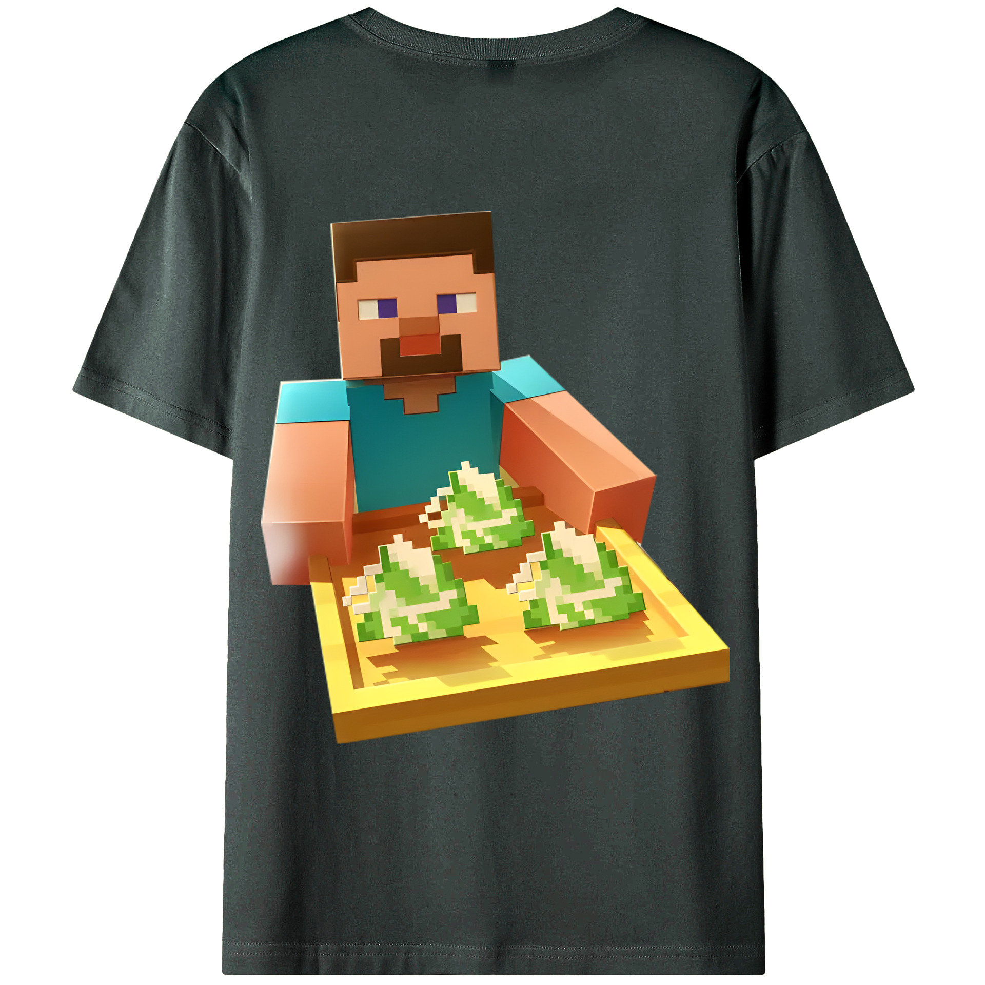 （画像用） マインクラフト ブロックの世界 Minecraft MC Block world 綿100％ メンズ半袖Tシャツ（バックプリント） 通気性